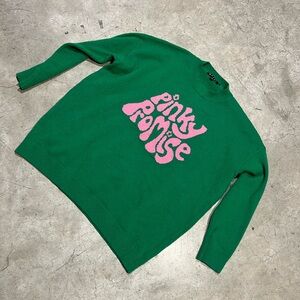 Green Sweater with Pink Graphic